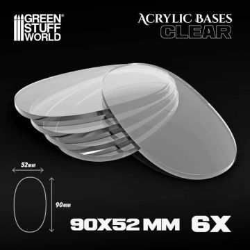 Набір прозорих підставок для мініатюр Green Stuff World: Acrylic Bases - Oval Pill 90x52mm Clear