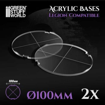 Набір прозорих підставок для мініатюр Green Stuff World: Acrylic Bases - Round 100 mm (Legion)