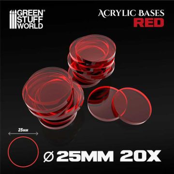 Набір прозорих підставок для мініатюр Green Stuff World: Acrylic Bases - Round 25 mm Clear Red