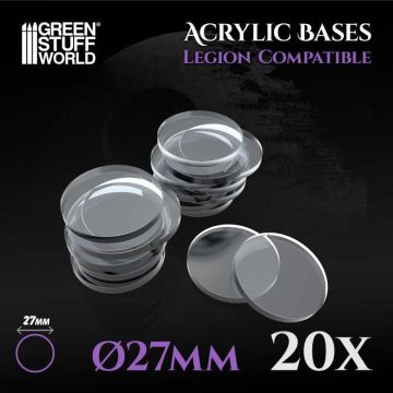 Набір прозорих підставок для мініатюр Green Stuff World: Acrylic Bases - Round 27 mm (Legion)