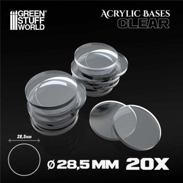 Набір прозорих підставок для мініатюр Green Stuff World: Acrylic Bases - Round 28,5mm Clear