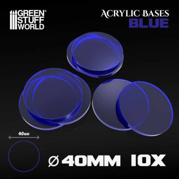 Набір прозорих підставок для мініатюр Green Stuff World: Acrylic Bases - Round 40 mm Clear Blue