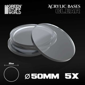 Набір прозорих підставок для мініатюр Green Stuff World: Acrylic Bases - Round 50 mm Clear