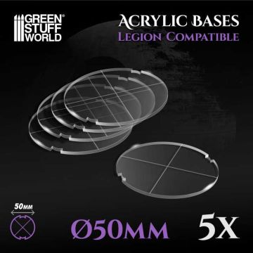 Набір прозорих підставок для мініатюр Green Stuff World: Acrylic Bases - Round 50 mm (Legion)