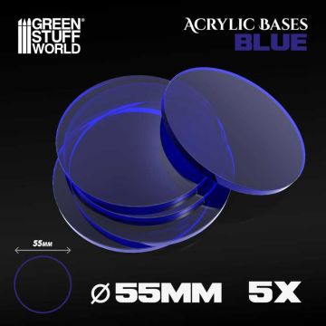 Набір прозорих підставок для мініатюр Green Stuff World: Acrylic Bases - Round 55 mm Clear Blue