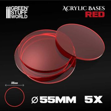 Набір прозорих підставок для мініатюр Green Stuff World: Acrylic Bases - Round 55 mm Clear Red