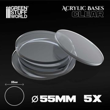 Набір прозорих підставок для мініатюр Green Stuff World: Acrylic Bases - Round 55 mm Clear 