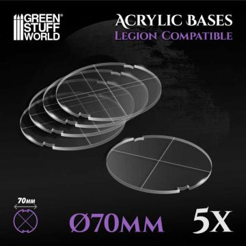 Набір прозорих підставок для мініатюр Green Stuff World: Acrylic Bases - Round 70 mm (Legion)