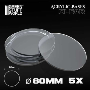 Набір прозорих підставок для мініатюр Green Stuff World: Acrylic Bases - Round 80 mm Clear 