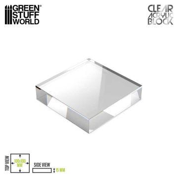 Прозора підставка для мініатюр Green Stuff World: Acrylic Display Block 100x100x15mm