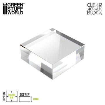 Прозора підставка для мініатюр Green Stuff World: Acrylic Display Block 100x100x30mm