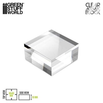 Прозора підставка для мініатюр Green Stuff World: Acrylic Display Block 80x80x30mm