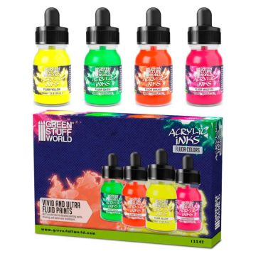 Набір акрилових чорнил Green Stuff World Acrylic Inks Set: Fluor (x4)