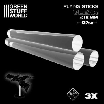 Набір прозорих опор для мініатюр Green Stuff World: Acrylic Rods - Round 12 mm Clear 