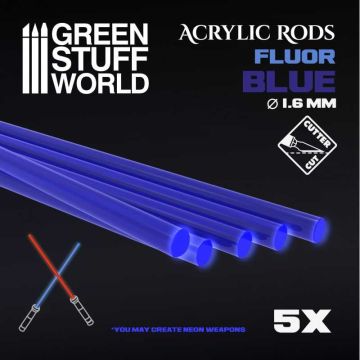 Набір прозорих опор для мініатюр Green Stuff World: Acrylic Rods - Round 1.6 mm Fluor Blue 