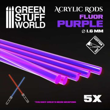 Набір прозорих опор для мініатюр Green Stuff World: Acrylic Rods - Round 1.6 mm Fluor Purple
