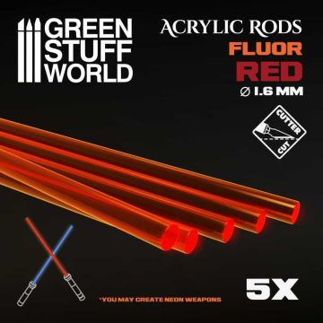 Набір прозорих опор для мініатюр Green Stuff World: Acrylic Rods - Round 1.6 mm Fluor Red-orange