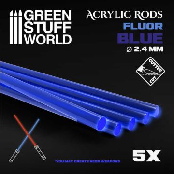 Набір прозорих опор для мініатюр Green Stuff World: Acrylic Rods - Round 2.4 mm Fluor Blue