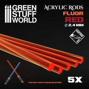 Набір прозорих опор для мініатюр Green Stuff World: Acrylic Rods - Round 2.4 mm Fluor Red-orange