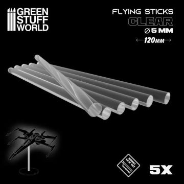 Набір прозорих опор для мініатюр Green Stuff World: Acrylic Rods - Round 5 mm Clear 