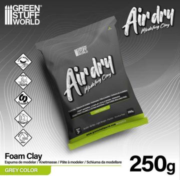Пінна глина Green Stuff World: Air Dry Foam Clay 250gr. - Grey