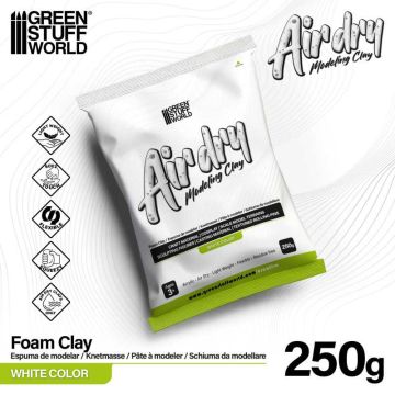 Пінна глина Green Stuff World: Air Dry Foam Clay 250gr. - White