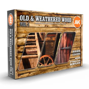 Набір акрилових фарб AK Interactive: Old & Weathered Wood Vol 1