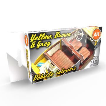 Набір акрилових фарб AK Interactive: Yellow, Brown & Grey Vehicle Interiors