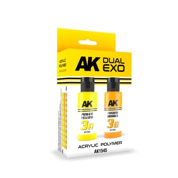 Набір акрилових фарб AK Interactive: Dual Exo Set 3 – 3a Power Yellow & 3b Fusion Orange