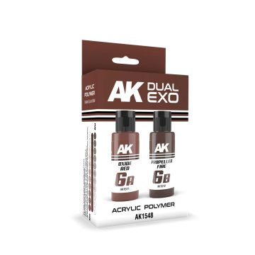 Набір акрилових фарб AK Interactive: Dual Exo Set 6 – 6a Oxide Red & 6b Propeller Fire