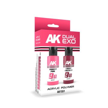 Набір акрилових фарб AK Interactive: Dual Exo Set 9 – 9a Ranger Pink & 9b Laser Magenta
