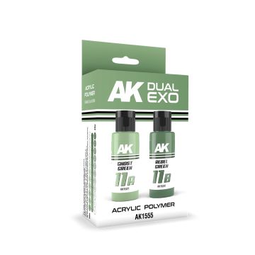 Набір акрилових фарб AK Interactive: Dual Exo Set 11 – 11a Ghost Green & 11b Rebel Green