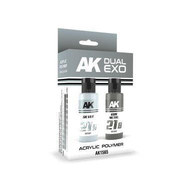 Набір акрилових фарб AK Interactive: Dual Exo Set 21 – 21a Silver & 21b Gun Metal