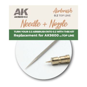 Сопло та голка для аерографа Ak interactive: Needle + Nozzle 0.2 Replacement for AK9600