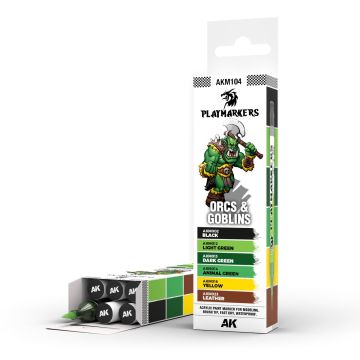 Набір акрилових маркерів AK Interactive Playmarker Orcs & Goblins Set