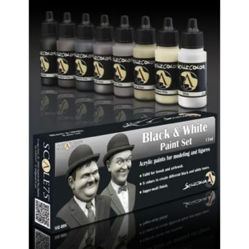 Набір акрилових фарб Scale 75: Scalecolor: Black and White Paint Set (8x17 ml)
