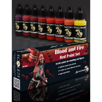 Набір акрилових фарб Scale 75: Scalecolor: Blood and Fire Red Paint Set (8x17 ml)