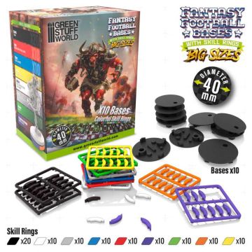 Збірні підставки Green Stuff World: Blood Bowl Bases 40mm with Skill Rings