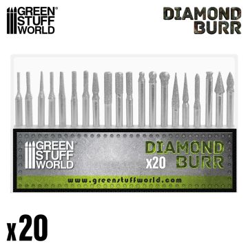 Набір шліфувальних насадок Green Stuff World: Diamond Burr Set with 20 Tips