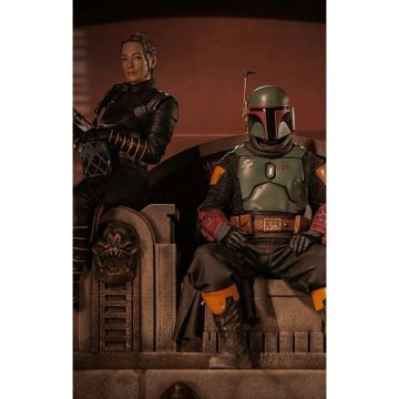 Колекційна статуетка Iron Studios: Statue Boba Fett and Fennec Shand on Throne Deluxe - The Mandalorian - Art Scale 1/10