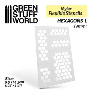 Трафарет Green Stuff World: Flexible Stencils - Hexagons L (9mm)