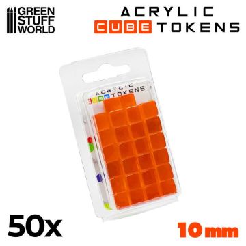 Набір акрилових жетонів Green Stuff World: Gaming Tokens - Orange Cubes 10mm