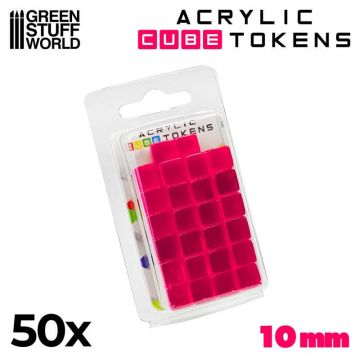 Набір акрилових жетонів Green Stuff World: Gaming Tokens - Pink Cubes 10mm