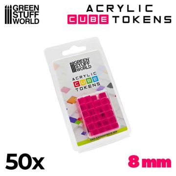 Набір акрилових жетонів Green Stuff World: Gaming Tokens - Pink Cubes 8mm