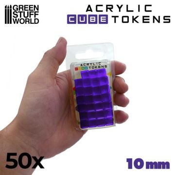 Набір акрилових жетонів Green Stuff World: Gaming Tokens - Purple Cubes 10mm