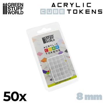Набір акрилових жетонів Green Stuff World: Gaming Tokens - Transparent Cubes 8mm