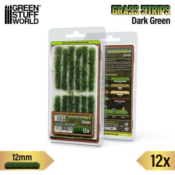 Пучки трави смужками Green Stuff World: Grass Strips 12 mm - Dark Green