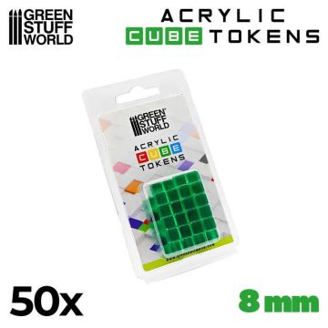 Набір акрилових жетонів Green Stuff World: Green Cube Tokens 8mm