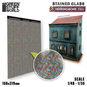 Вітражне скло Green Stuff World: Herringbone Tiles Stained Glass