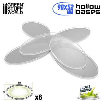 Набір прозорих підставок для мініатюр Green Stuff World: Hollow Plastic Bases - Transparent - Oval 90x52mm